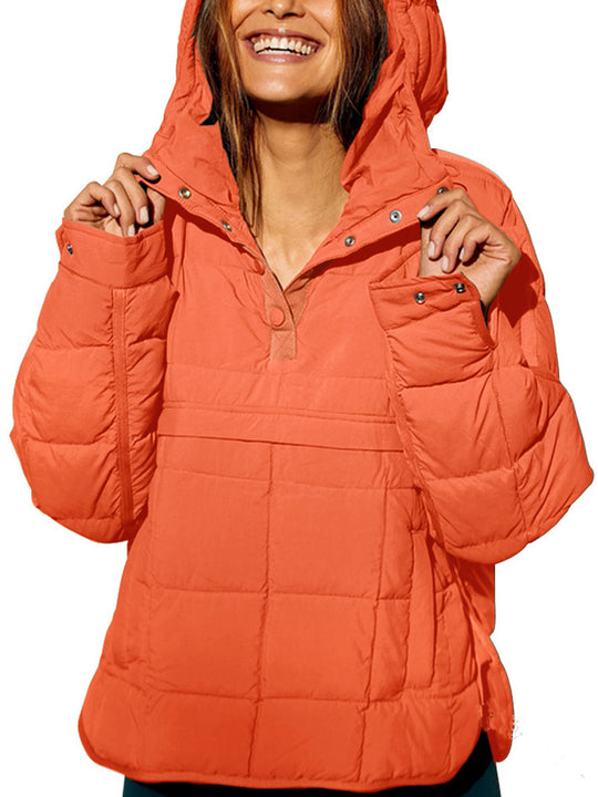 Damen lässige Steppjacke mit Kapuze und Eingrifftaschen R&B