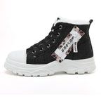 Damen High-Top Sneakers aus robustem Denim mit kuscheligem Fleece-Futter R&B