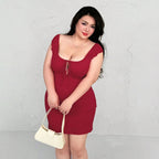 Damen figurbetontes Mini-Kleid mit raffiniertem Schnürdetail R&B