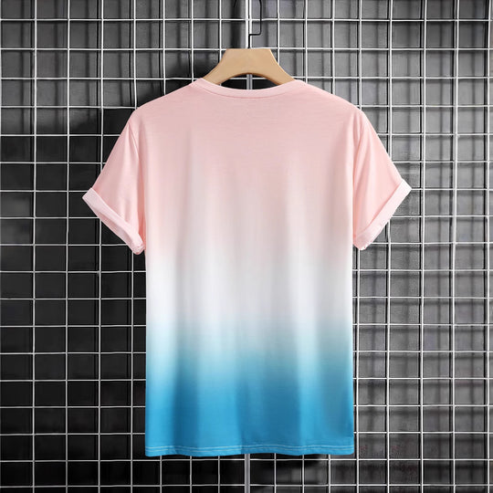 Herren T-Shirt mit modernem Farbverlauf und Palmenstickerei R&B