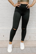 Damen Stepp-Leggings mit Riss-Detail
