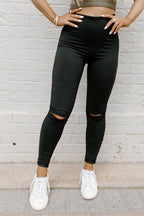 Damen Stepp-Leggings mit Riss-Detail