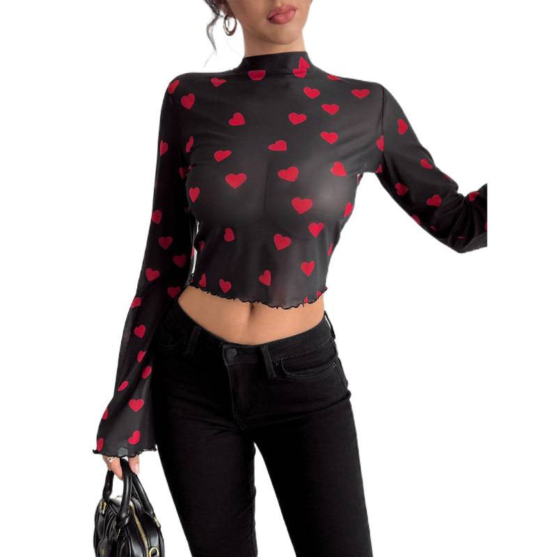 Damen modisches Langarm-Top mit weit geschnittenen Ärmeln und edlem Paisley-Muster R&B