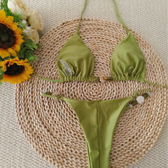 Damen Triangel-Bikini mit raffiniertem Knoten-Detail und verstelbaren Trägern R&B