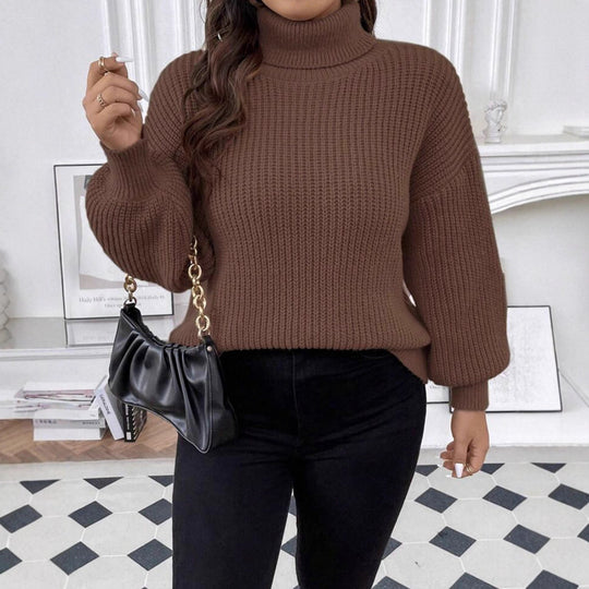 Damen Gemütlicher chunky Pullover mit Rollkragen und strukturiertem Strick R&B