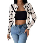 Damen elegante Kurzjacke mit einzigartigem grafischem Muster R&B