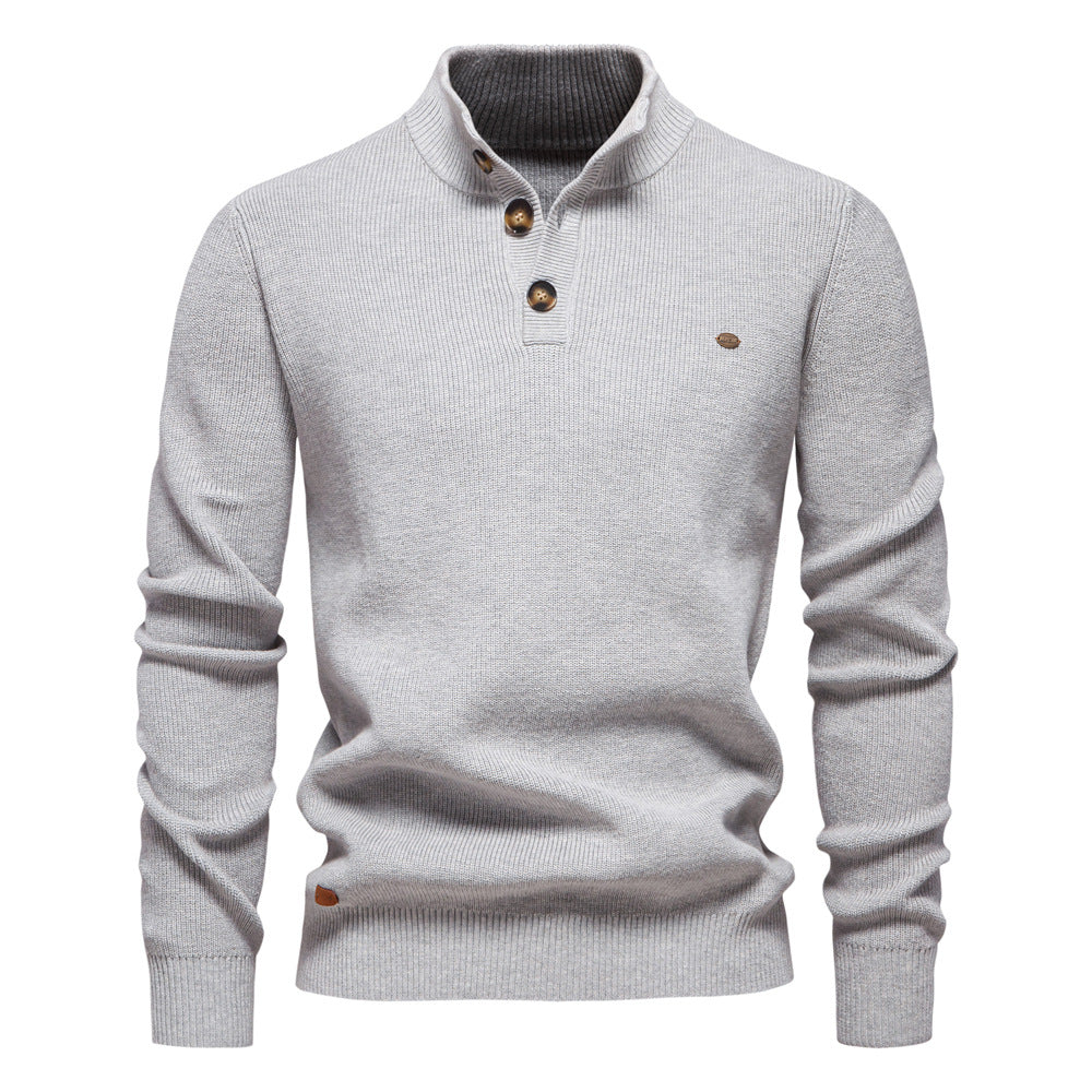 Herren Pullover mit Knopfleiste und strukturiertem Muster