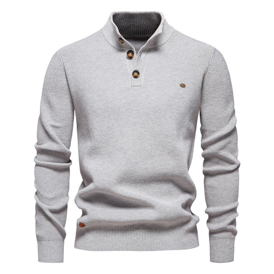 Herren Pullover mit Knopfleiste und strukturiertem Muster R&B