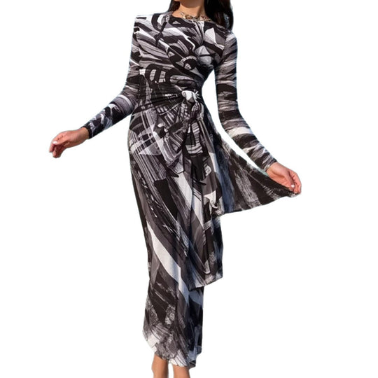 Damen Maxi-Strandkleid mit raffiniertem Wickeldesign R&B