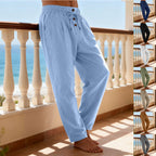 Herren nan leichte Loungehose mit elastischem Kordelbund, Tunnelzug und dekorativer Knopfleiste R&B