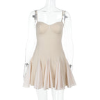 Damen Skaterkleid mit elegantem Bustier-Oberteil und Rüschen
