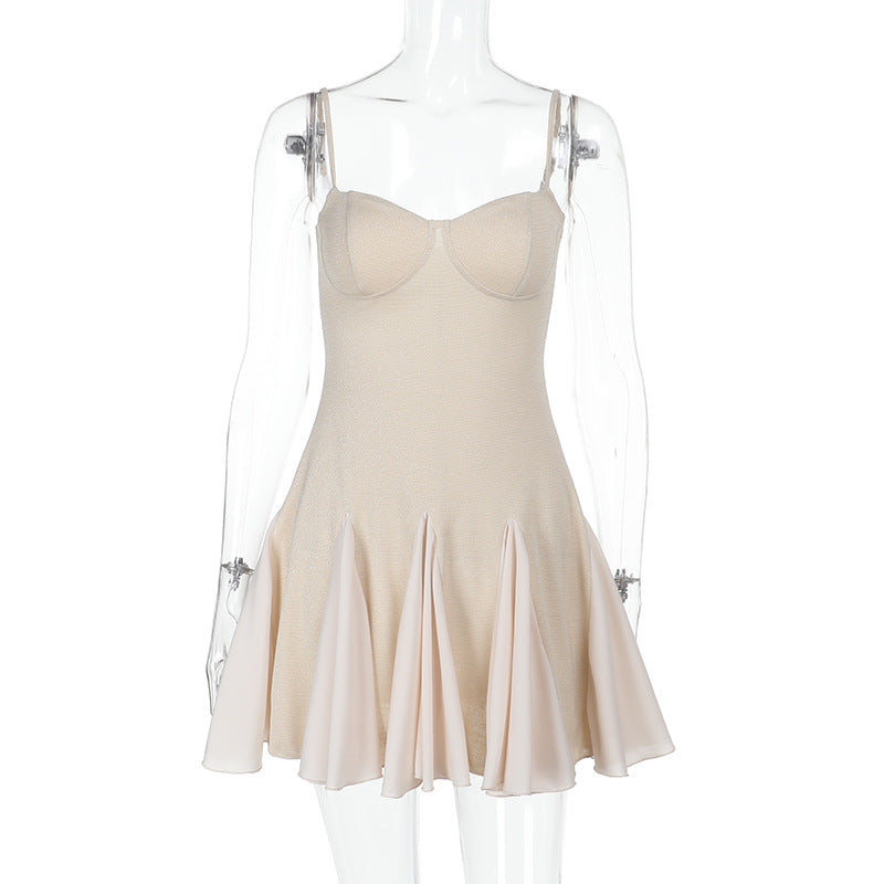 Damen Skaterkleid mit elegantem Bustier-Oberteil und Rüschen