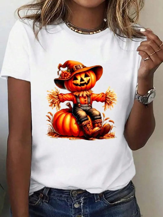 Damen T-Shirt mit stylischem Kürbis-Motiv und aufregendem Animal-Print R&B