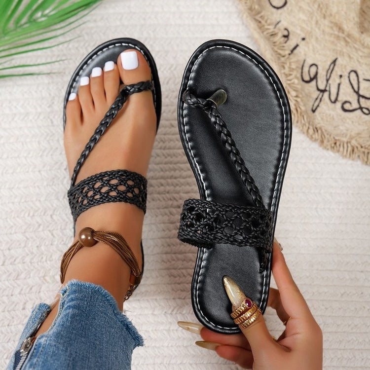 Damen Raffinierte Zehentrenner-Sandalen mit geflochtenem Riemen R&B