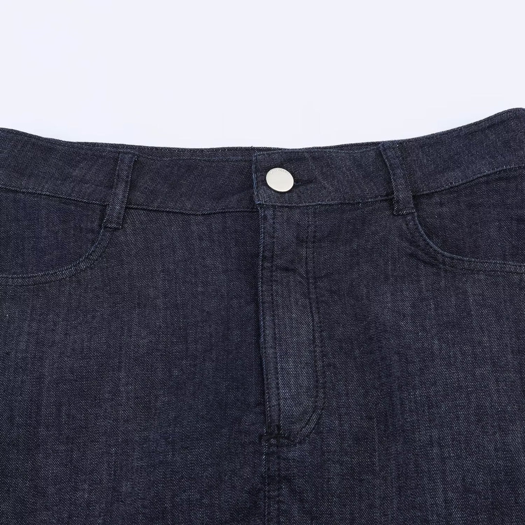 Damen Jeansrock mit exquisiter Spitze und fransigem Saum R&B