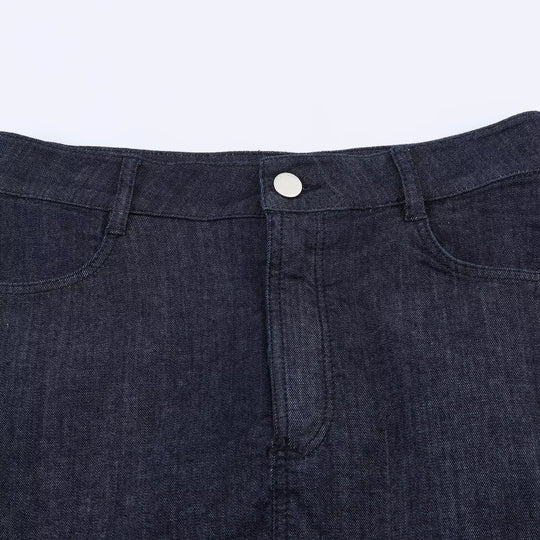 Damen Jeansrock mit exquisiter Spitze und fransigem Saum R&B