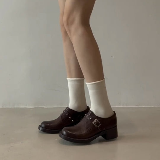Damen Stiefeletten mit dekorativer Schnalle und robustem Blockabsatz R&B