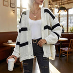 Damen Grobstrickjacke mit modischen Streifen R&B