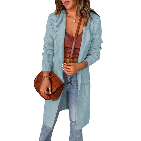 Damen Lässiger Strickmantel mit offenen Fronten und tiefen Taschen R&B
