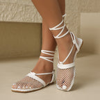 Damen elegante Netzsandalen mit verstellbarem Schnürsystem und rutschfester Sohle R&B
