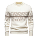 Herren Strickpullover mit modernem Zopfmuster und hohem Stehkragen