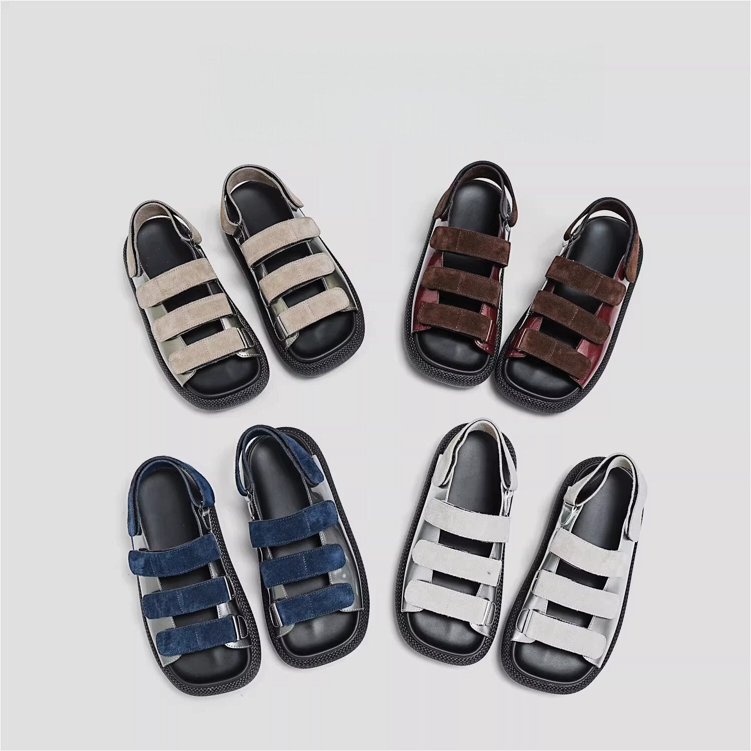 Damen Komfortable Sandalen mit verstellbaren Klettverschlüssen und luftiger Sohle R&B