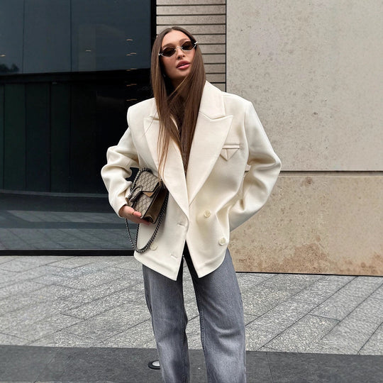 Damen Oversized Blazerjacke mit doppelter Knopfleiste und eleganten Details R&B