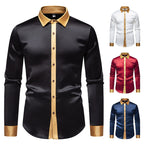 Herren Langarm-Hemd mit modernen Satin-Details