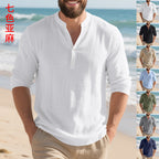 Herren Langarm-Henley-Shirt mit praktischem Knopfdesign und lässiger Passform R&B