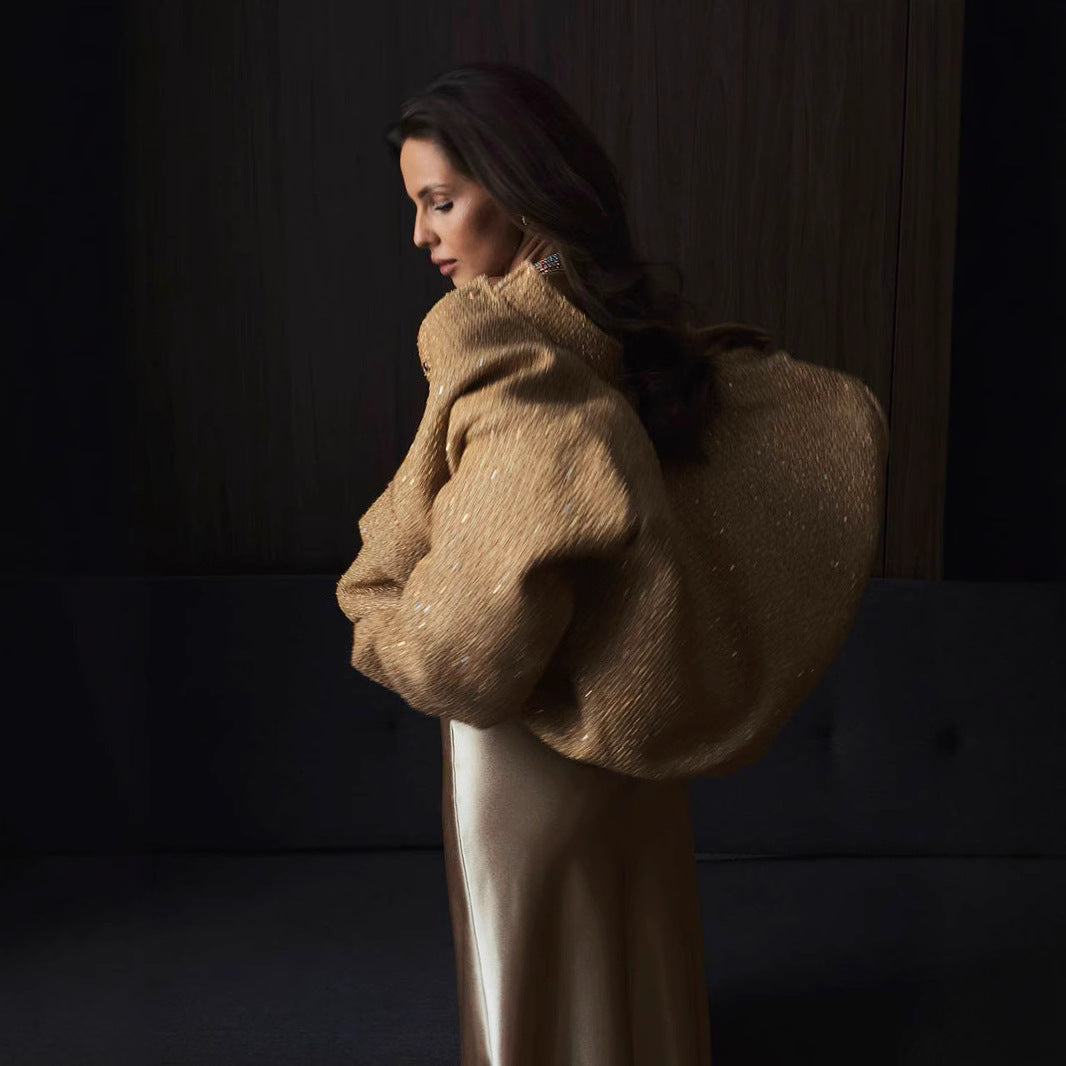 Damen Glitzerjacke mit praktischen Taschen und elastischem Saum R&B