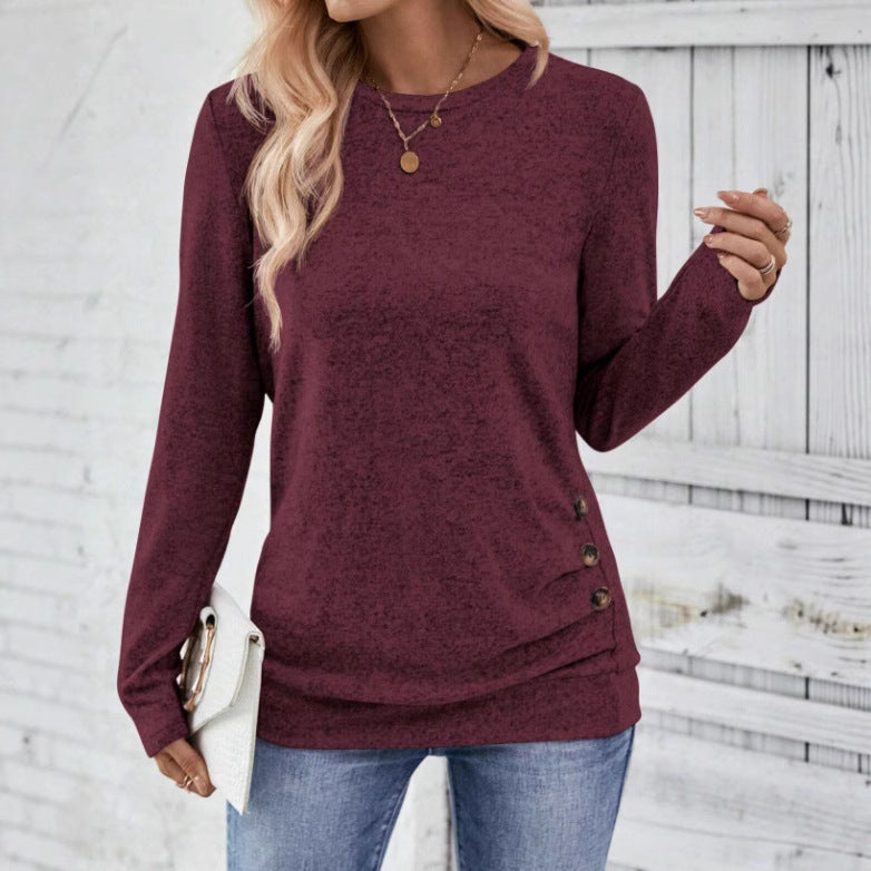 Damen lässiges Langarmshirt mit asymmetrischem Schnitt R&B