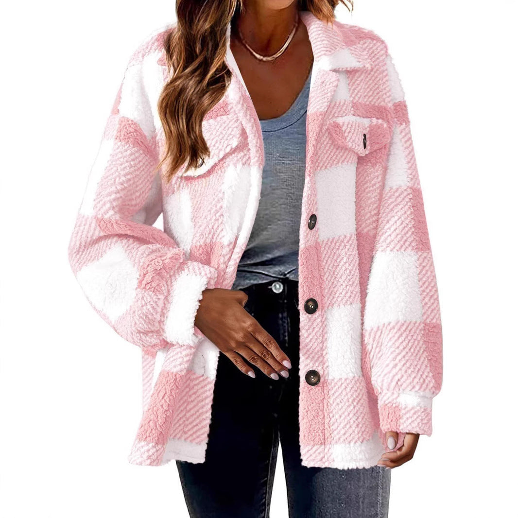 Damen Pelz-ähnliche Karomuster Jacke R&B