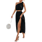 Damen Maxikleid mit asymmetrischem Schnitt und seitlichem Schlitz R&B