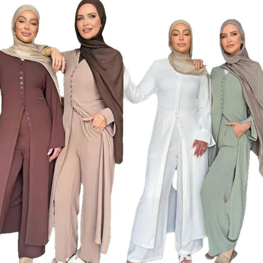 Damen Jumpsuit mit elegantem Knopfdesign und weitem Bein R&B