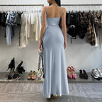 Damen Elegantes Maxikleid mit verstellbaren Trägern und Paillettenverzierung R&B