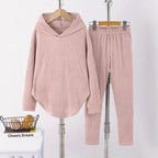 Damen lässiger Sweat-Pulli und -Hose Set mit strukturiertem Design R&B