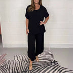 Damen Elegantes und legeres Zweiteiliges Set aus luftigem Leinenmaterial R&B