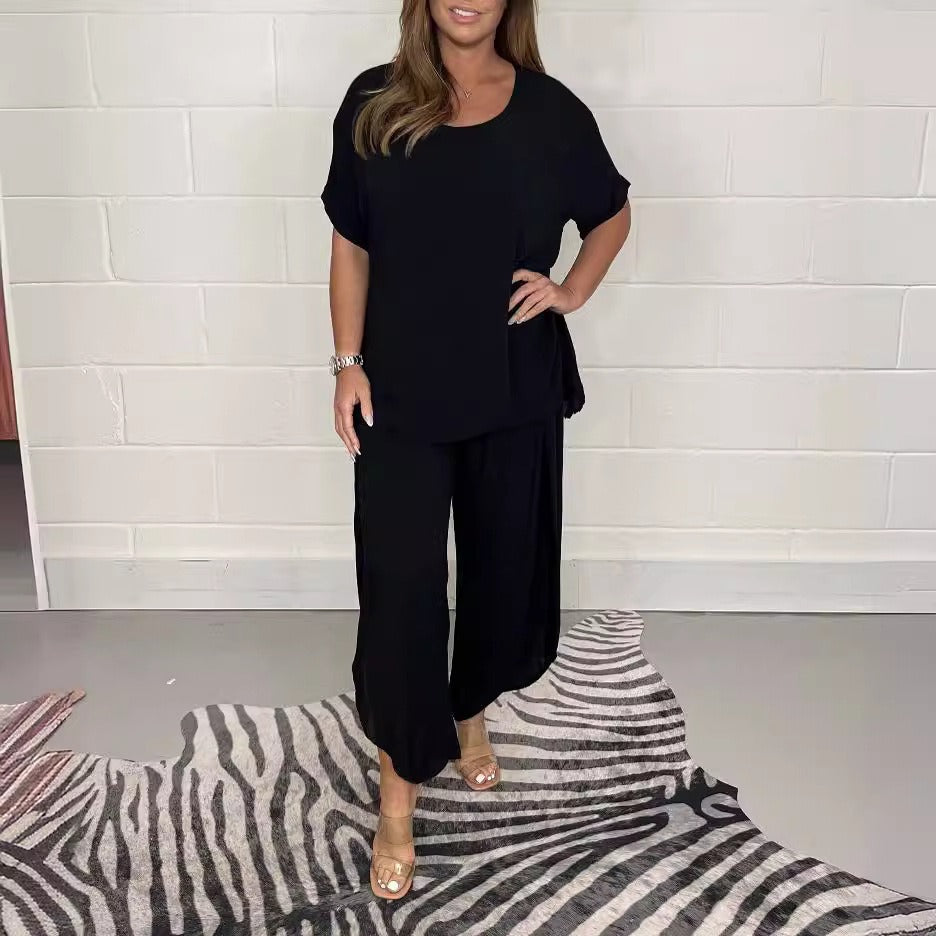Damen Elegantes und legeres Zweiteiliges Set aus luftigem Leinenmaterial R&B