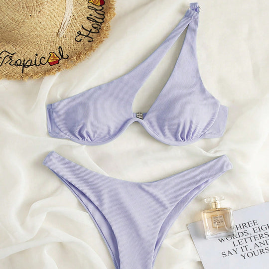 Damen Triangel-Bikini mit asymmetrischem Schnitt und gepolstertem Oberteil R&B