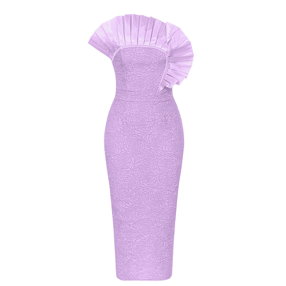 Damen Elegantes Midikleid mit voluminösem Rüschendesign R&B