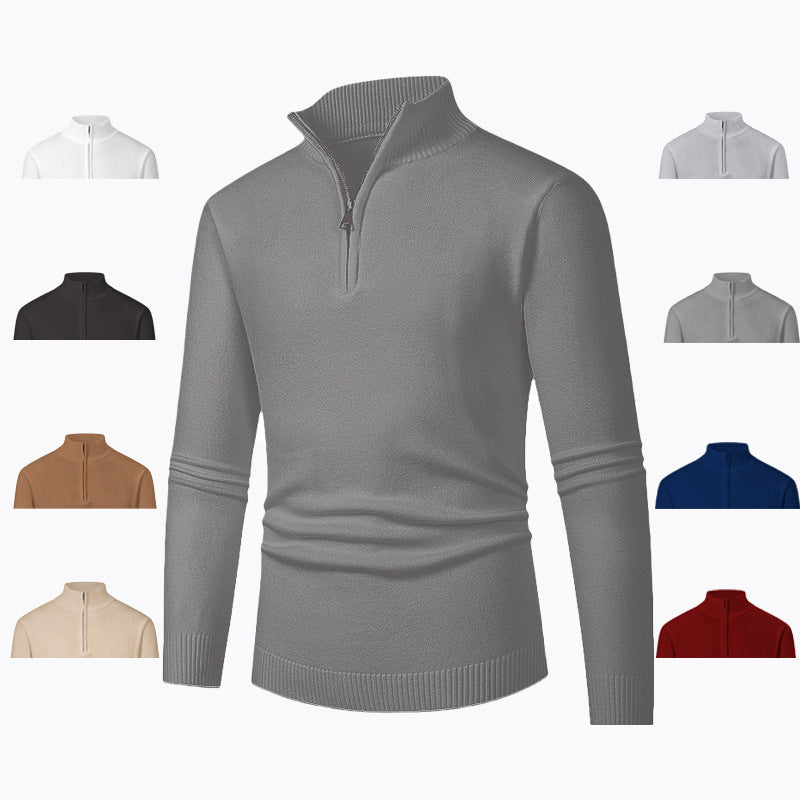 Herren Pullover mit hohem Kragen und Reißverschluss R&B