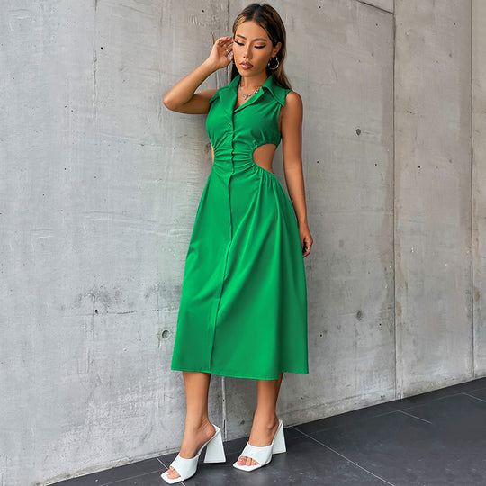 Damen elegantes Maxikleid mit tailliertem Design und raffinierten Cut-Outs R&B