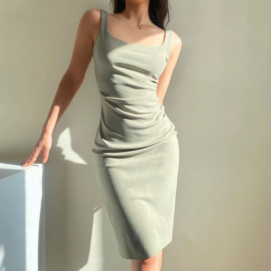 Damen figurbetontes Midi-Kleid mit elegantem Rüschendetail R&B