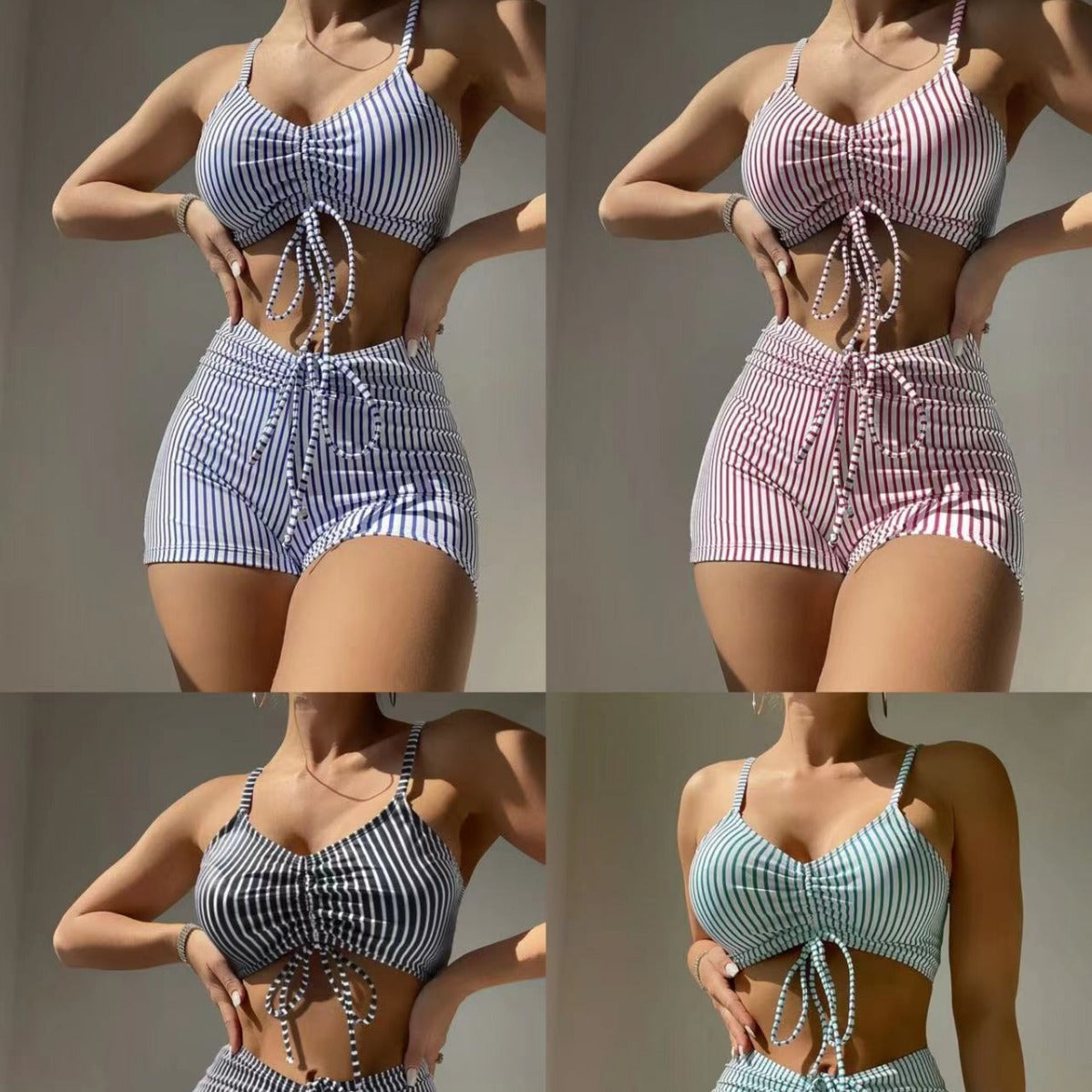 Damen Bikini-Set mit raffiniertem Schnitt und verstellbarem Bund R&B