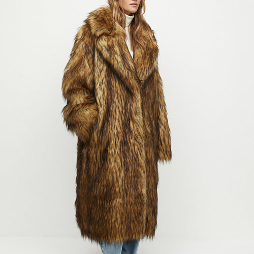 Damen Retro-Inspirierter Kunstpelzmantel R&B