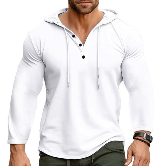 Herren Kapuzenshirt mit modernem Knopfverschluss und atmungsaktivem Stoff R&B