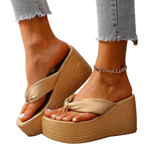 Damen Wedge-Pantoletten mit elegantem Knotted-Riemendesign und komfortabler Sohle R&B