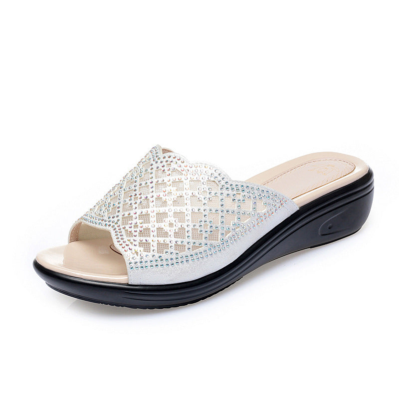 Damen Wedge-Sandalen mit modischem Riemendesign und eleganten Strassverzierungen R&B