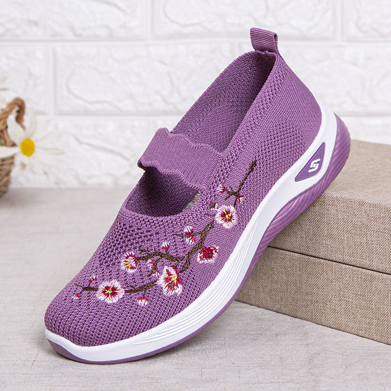 Damen modische Stoffschuhe mit elastischem Riemen und floralem Design R&B
