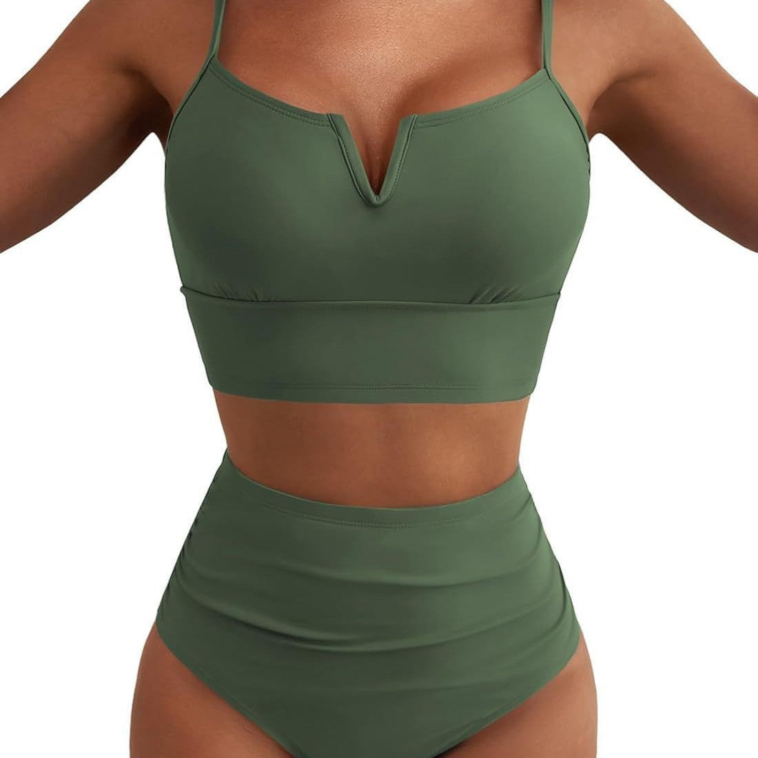 Damen Hochtailliertes Bikini-Set mit modernem V-Ausschnitt und angenehmer Passform R&B